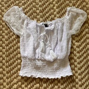 J for Justify White Textured Off-Shoulder Blouse